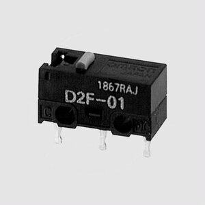 D2F-01 Microswitch 12,8x6x5,8mm. Pin 30V 0,1A 150Gf D2F211