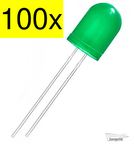 T000112 5 mm LED u/krave, røn, pose m/100 stk.