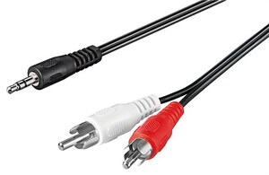 W51650 Minijack til phono kabel, 3 meter Minijack 3,5 millimeter til phonokabel, 3 meter, få musik ud fra mobiltelefonen ud i højttalerne