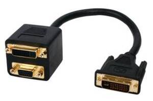 N-CABLE-562 Kabel splitter DVI-I -> DVI-I + VGA, guldbelagt