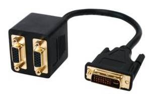 N-CABLE-563 Kabel splitter DVI-I -> 2x VGA, guldbelagt