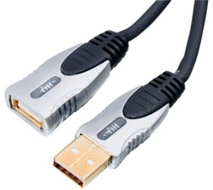 N-HQSS6143/1.8 HQ USB forlænger kabel, USB A han <-> USB A hun, sort, 1,8 meter