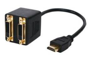Kabelsplitter, HDMI ---> DVI-D x 2, | Elektronik Aps