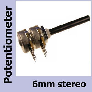 P20MLK100-STEREO Potentiometer 6mm. STEREO LINEÆR 2x100K