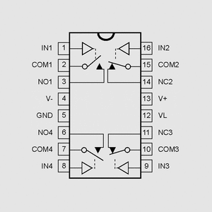 MAX4603CWE+ 4xSPST Analog Switch &lt;2,5R SOL16 MAX314_, MAX353CSE+