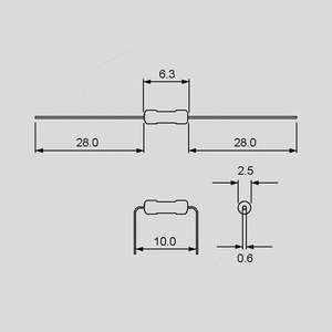 RMBB207E270 Resistor 0207 0,6W 1% 270R Taped Dimensions