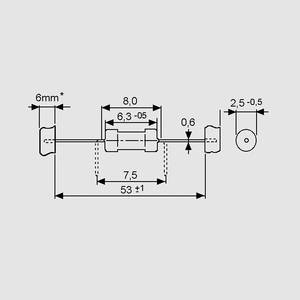 RWK2E001 Resistor 0207 1W 5% 1R Taped Dimensions
