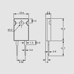 LTO030F10001FTE3 Resistor TO220 30W 1% 10K Dimensions