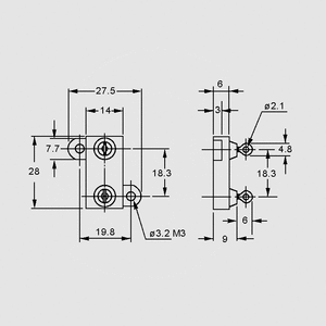 RCH25E001 Power Resistor 25W 5% 1R Dimensions