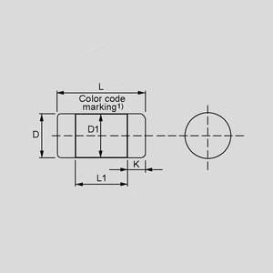 MMB0207E001-1 Melf Resistor 0207 1% 1R Abmessungen