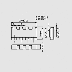 SNR04024E100-5 SMD Resistor 5% 4x100R Dimensions