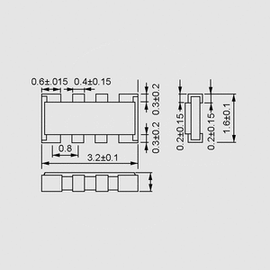 SNR06034E330-5 SMD Resistor 5% 4x330R Dimensions