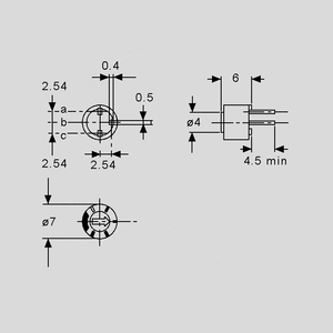 T7YAK047 Trimmer Top Adjust P5/2,5 47K Dimensions