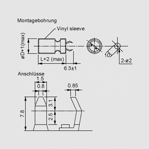 CSHT1000/63-P12 El-Capacitor 1000µF/63V 22x25-P10 Dimensions