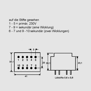 BVEI3821189 Transformer 4,5VA 230V 9V 500mA BVEI382_