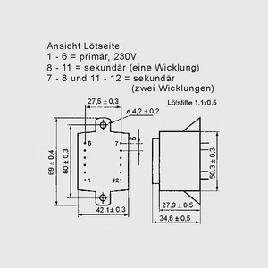 BVEI4811120 Transformer 10VA 230V 2x15V 333mA BVEI481_