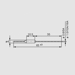 E4A104 Thermal Fuses 104°C 10(8)A Dimensions