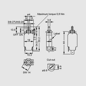 T11-211-3 Circuit Breaker 3A 4400.0010 Dimensions