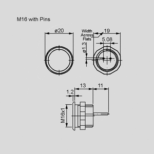 1241-3005 PSE-M22 Alu red non-illuminated M16