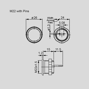 1241-3008 PSE-M22 Alu nature non-illuminated M22