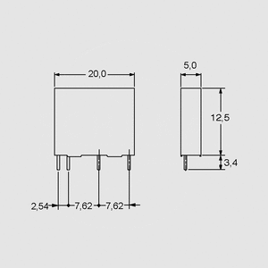 PCN105D3MHZ Relay SPST 5V 3A 208R Dimensions