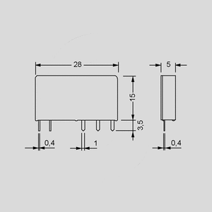 F3451-48 Relay SPDT 48V 6A 12300R 34.51.7.048.0010 Dimensions