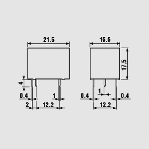 F36119-009A Relay SPDT 10A 9V 225R 36.11.9.009.4000 Dimensions