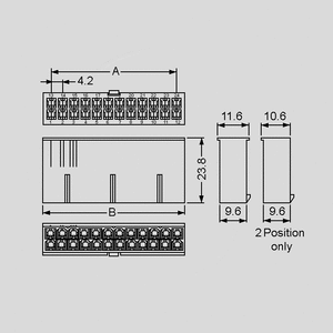 AMP1586000-10 Housing Male 10-Pole 2rows Dimensions