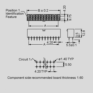 AMP1586037-4 PCB Header 4-Pole 2Rows Straight Dimensions
