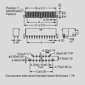 AMP1586039-2 PCB Header 2-Pole 2Rows Straight Dimensions