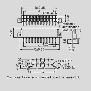 AMP1586043-12 PCB Header 12-Pole 2Rows Angled Dimensions