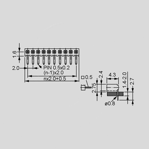 MBL104GW Female Header 1R Angled 1x4-Pole Au Dimensions