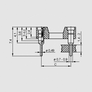 DIL24PZF IC-Precision Socket 24pole 15,24mm Dimensions