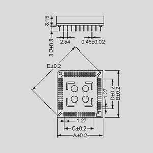 PLCC84-TH PLCC Socket 84Pole Sn PKU=13 Dimensions