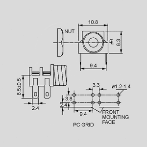 CL1382 Mono-Jack Hun 3,5mm. m. BRYDE-kontakter S6BB