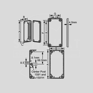 1591TBK ABS Enclosure 120x80x59 Black HA1591_BK