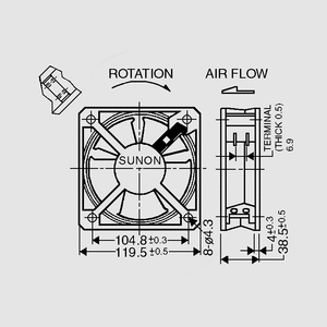 DP200A2123XBL Fan 230V 120x38 B L 165m³/h 45dBA 22W DP_, SP_, SF1212AD-BL