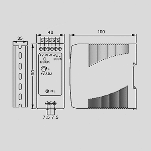 MDR-40-48 SPS DIN-Rail 40W 48V/0,83A Dimensions