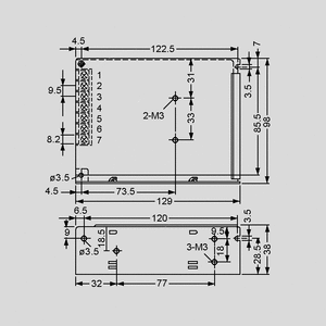 RD-65B SPS Case 68W +5V/+24V Dimensions and Terminal Pin Assignment