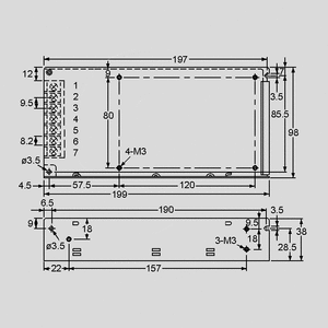 RD-125-2412 SNT case 133W +24/+12V Dimensions and Terminal Pin Assignment