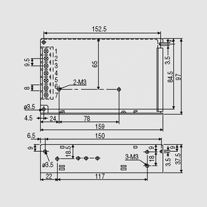 T-60B SPS Case 61W 5/12/-12V Dimensions and Terminal Pin Assignment