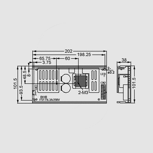 USP-225-15 SPS Open Frame 225W PFC 15V/15A Dimensions and Terminal Pin Assignment