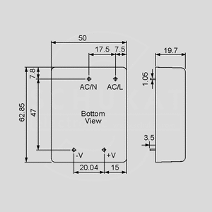 PM-05-15 SPS Module 5W 15V/0,33A Dimensions