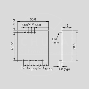 SDM30-12S5 DC/DC-Conv 9-18V:+5V/5A 25W Dimensions and Terminal Pin Assignment