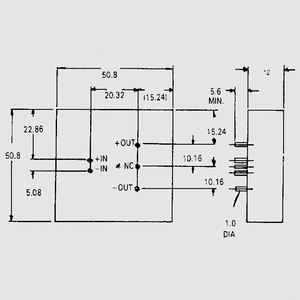 FDD0505S DC/DC-Conv 20-60V:+5V 1000mA 5W Dimensions and Terminal Pin Assignment