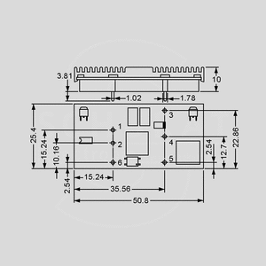 NSD10-48D5 DC/DC-Conv 22-72V:+/-5V 1000mA Dimensions and Terminal Pin Assignment