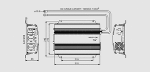 A301-1K0-F3 DC/AC-Inverter 12V/230V 1000W Dimensions