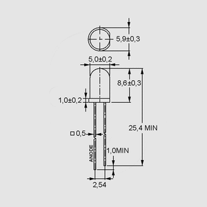 EL333-2UYD/S53 LED Diffus, Gul, 320mcd, 35°, 5mm EL333-2_