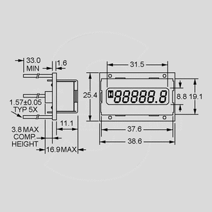 EA2022-N LCD-Up-/Down-Counter 6Dig 6,0mm EA1070-7_, EA2070-7_