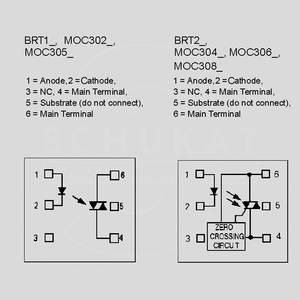 MOC3043 Optotr.+ZCD 7,5kV 400V 5mA DIP6 Circuit Diagrams